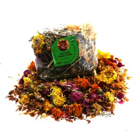 PETSEEN Dried Flower Treats for Small Animals, Assorted Colors, 36 oz Total, Pack of 6 Bags Eack 6 oz