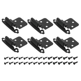 sourcing map 3/8" Cabinet Kitchen Inset Hinges, 6Pcs Self Closing Cupboard Hinges for Face Frame Kitchen Cabinet Door with Screws, Black