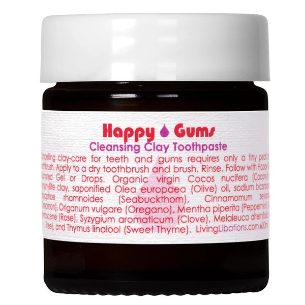 Living Libations - Organic Happy Gums Cleansing Clay Toothpaste | Natural, Wildcrafted, Vegan Clean Beauty (1 fl oz)