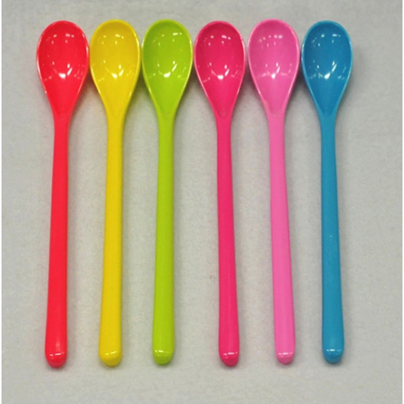Random Color Melamine Long Handle Mixing Spoon - 7.2 Inch,