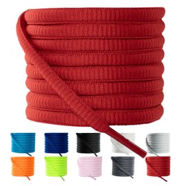 VGUBLG Oval ShoeLaces 1/4" Athletic Shoe Laces Half Round 14 Different Lengths Running Shoelace for Everone in 24"-79" Red 45"