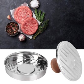Fdit - Juego de 2 moldes antiadherentes para hamburguesas de acero inoxidable para barbacoa