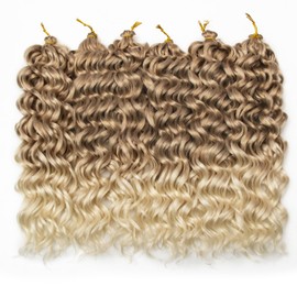 Ocean Wave Crochet Hair 18inch Deep Wave Curly Crochet Hair For Black Women Ombre Brown Hawaii Curly Braiding Hair Synthetic Bohemian Crochet Braid Water Wave Crochet hair Extensions