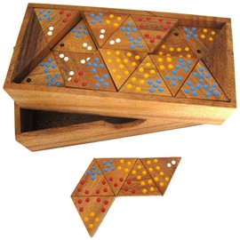 LOGOPLAY Tridomino Triomino Triomino Triangle Domino Tile Game Wooden Board Game with Coloured Dots