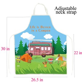 BNQL Camper Apron Camper Gift Camping Lovers Gifts Life is Better In a Camper Cooking Apron Camping Apron with Pockets