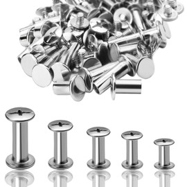 Pack of 220 Book Screws Nickel-Plated 4/5 mm Chicago Screws Binding Screw Rivets Book Screw Belt Screws Cross Head Bookbinding Screws Set for Leather Belt Book Paper DIY Crafts