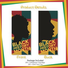 Black History Month Gift Bags Cellophane Treat Bags, African-American History Month Plastic Candy Cookie Goodie Bags for BHM Independence Day Juneteenth 1865 Freedom Day Party Favor Supplies