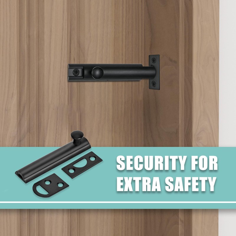 Moosyne 4 Inch Solid Brass Surface Bolt Black, Heavy Duty