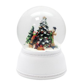 Snowglobe Christmas Tree Decorating Nostalgia with Base White with Music Box Diameter 100 mm x 20271