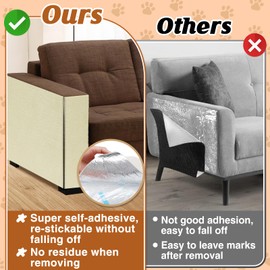 78.7''x14.6'' Trimmable Cat Scratch Furniture Protector - Self-Adhesive Cat Scratching Mat Deterrent, Couch Protector from Cat Claws for DIY Scratch Post Cat Tree Shelves, Beige