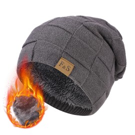 InnoSpring Men's Winter Hat, Heat Retaining Winter Hat, Windproof Knitted Hat, Fleece Hat, Heat Retaining Shieldless Men's Hat with Wool Lining, gray