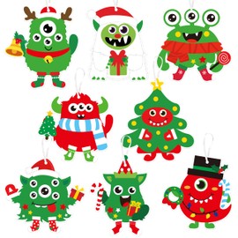 ANGOLIO Christmas Craft Kits, DIY Monster Ornaments Decorations for Kids Christmas Stocking Stuffers Decor Winter Christmas Sticker Arts Sets Holiday Classroom Activities Party Favor Xmas Gift