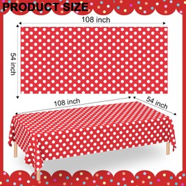 4 Packs Minnie Mouse Table Cloths Red Polka Dot Tablecloth Disposable Plastic Red Waterproof Picnic Table Covers Red and White Dots Minnie Tablecover for Birthday Party 54 x 108 Inch