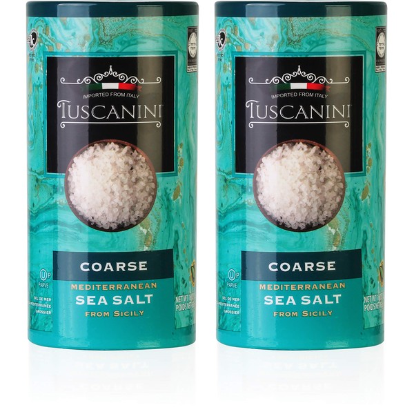 Tuscanini, Coarse Mediterranean Sea Salt, 16oz, From Sicily Italy, (2 Pack), Total of 2LB
