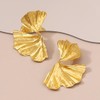 Chunky Gold Leaf Statement Earrings - Large Geometric Studs for
