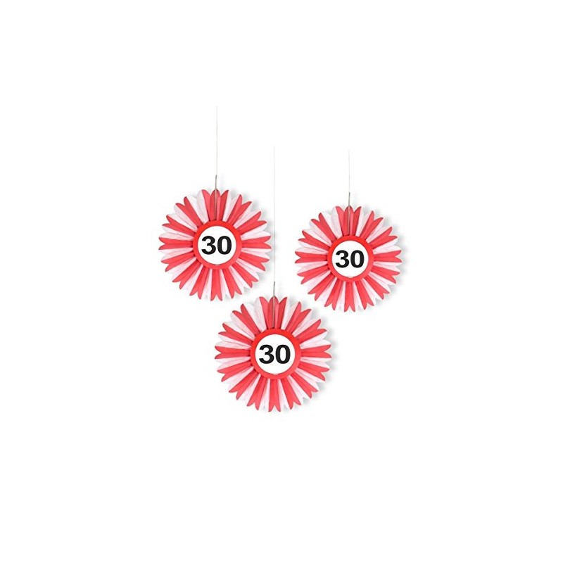 Folat 62530 30th Birthday Traffic Sign Honeycomb Fan, Multi Color
