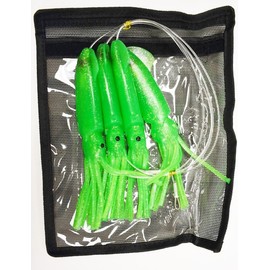 EatMyTackle 9 in. Squid Daisy Chain | 6 ft. Saltwater Fishing Teaser (Green)