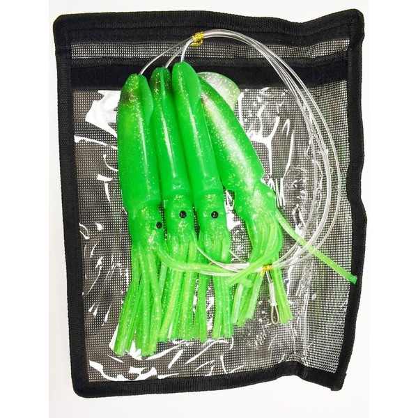 EatMyTackle 9 in. Squid Daisy Chain | 6 ft. Saltwater Fishing Teaser (Green)
