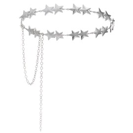 Silver Star Belt Western Metal Chain Belt Women Cowgirl Punk Waist Belts Silver Belts Chain for Dress Jeans Y2k Emo Body Jewelry