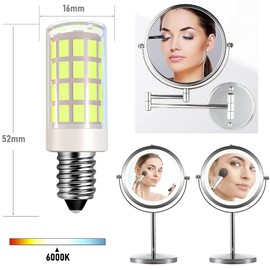 VOKWAK LED Makeup Mirror Bulb Replacement Mirror for Cosmetic Vanity Makeup Mirror with Single Double Sided Lighted Magnification,4W Equivalent to 40W Incandescent Bulb (4-Pack Daylight White)