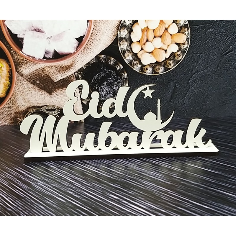 Melis Deko-Schriftzug - Eid Mubarak – Schild aus Holz in