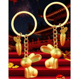 ARFUKA Keyring Rabbit Pendant Keychain Metal Key Ring Charm Jewellery Christmas Birthday Gift Keyrings Key Chain Key Ring Holder for Men and Women Gold