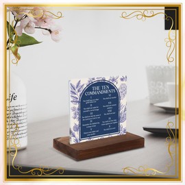 VYNWPDFLI Ten Commandments Scripture Wall Art, Christian Bible Verse Plaque, Religious Home Decor for Kids or Adults, 4x4 Inch Acrylic Sign,LYY90