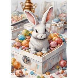 MXJSUA 30x40cm Diamond Painting Kit, Easter Egg Bunny - 5D Diamond Painting Pictures for Adults with Home Wall Decoration Accessories