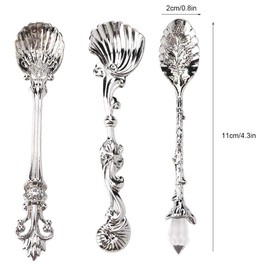 Coffee Spoons, 3 Pieces Zine Alloy Spoons, Retro Vintage Teaspoon, Ice Cream Spoon, Mixing Spoon, Silver