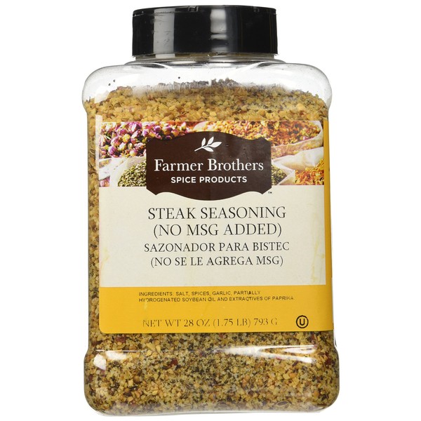 Farmer Brothers Steak Seasoning with no MSG 1lb 12 oz Large Restaurant/Food Service Size Container