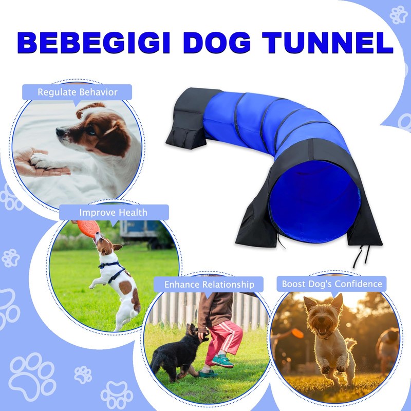 Bebegigi 10 Foot Dog Agility Tunnel with Sandbags, 24 Inch