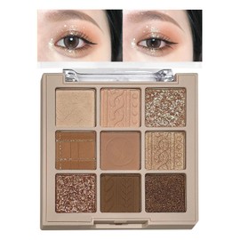 KXmzeG Neutral Nude Brown Matte Shimmer Eyeshadow Makeup Palette,Naked Cream Dark Brown Highly Pigmented Natural Eyeshadow Palette,Waterproof Long Lasting to Create Perfect Eye Makeup (03#, Pack of 1)