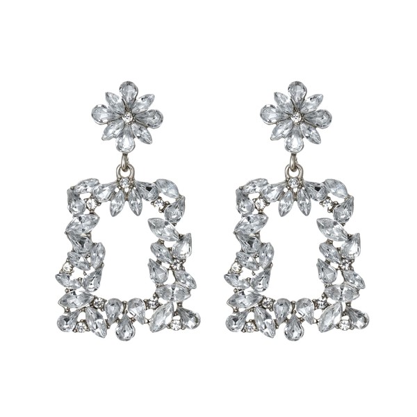 BriLove Statement Drop Earrings Boho Bohemian Style Rhinestone Marquise Rectangle