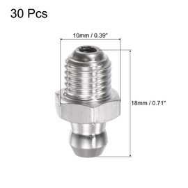 uxcell 304 Stainless Steel Straight Grease Fitting M8 x 1mm Thread Hydraulic Grease Fitting Accessories, 30Pcs