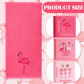 Hahafelt 3 Pack Pink Flamingo Hand Towels for Bathroom 100% Cotton Embroidered Beach Bathroom Towels 13.78 x 29.53 Inch Soft Absorbent (Pink, Flamingo)