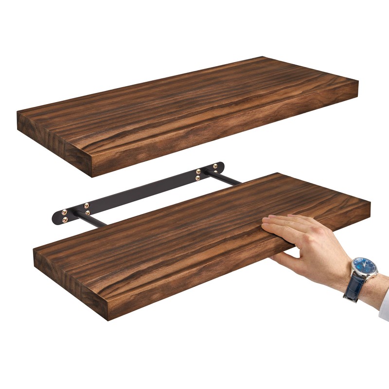 Sorbus Wood Floating Shelves for Wall - 24” Solid Wood