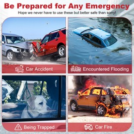 PIFOOG 4 Pcs Car Window Breaker Tools 2-in-1 Emergency Car Escape Tool Glass Breaker Seatbelt Cutter with Chain Auto Safety Rescue me Survival Kit Portable 2 Colors Red Silver