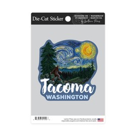Die Cut Sticker Tacoma, Washington, Bigfoot, Starry Night, Contour Vinyl Sticker 3 to 6 inches, (Waterproof Decal for Cars, Water Bottles, Laptops, Coolers), Large