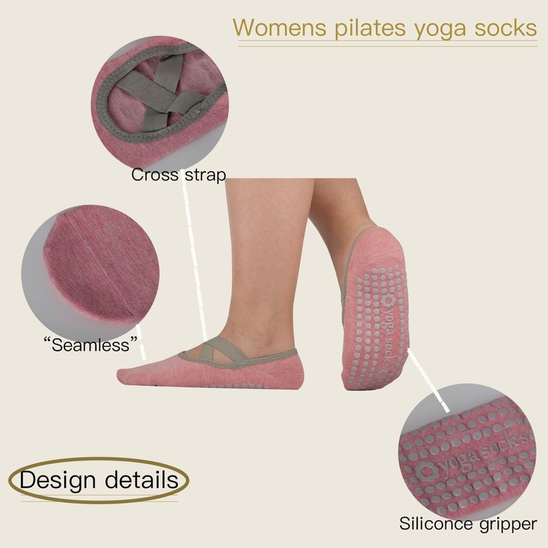 KEYUN Pilates Socks with Grips for Womens Athletic Gym Yoga