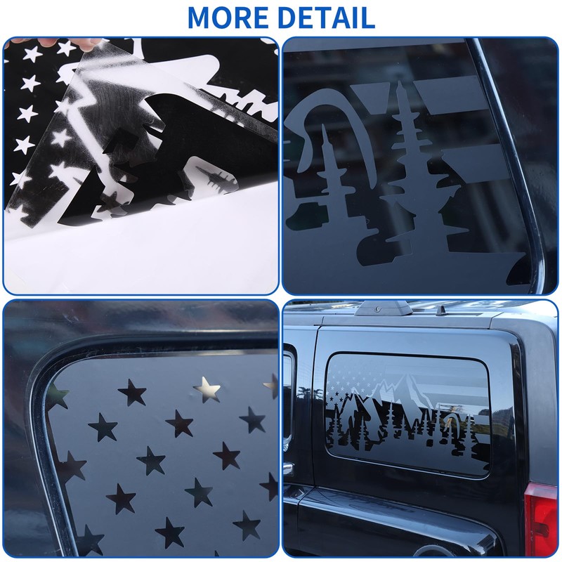 Rear Side Window American Flag Decals Fit for 2005-2009 Hummer