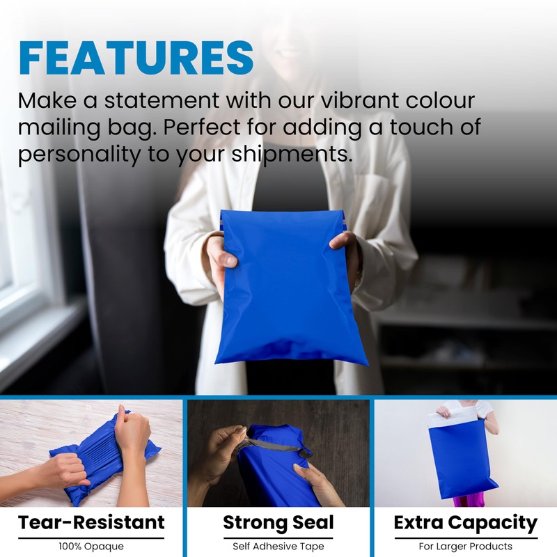UK SUPPLIES LIMITED Pack of 50 Blue Colored Mailing Bags
