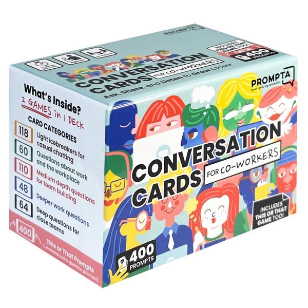 Prompta 400 Conversation Cards for Coworkers – Fun Icebreaker Teambuilding