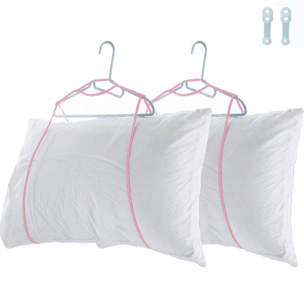 konten Pillow Drying Net, Set of 2, Pillow Drying Bag, Laundry Dry, Pillow, Net, Pillow, Stuffed Toy, Cushion, Zabuton, Clothesline, Hanger, Drying, Suitable for Rainy Season, Red