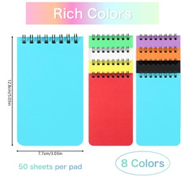 Mini Notebook,8 Pack Spiral Small Notebooks Pocket Size 12.6cm x 7.6cm,Pocket Notepad with Colorful Covers for Office School Memo Tactical Steno Pads（Colorful）