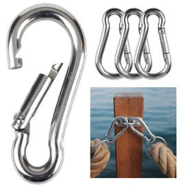 TERF® M5 Heavy Duty Carbine Snap Hook Steel M5 (5mm) Spring-Loaded Closure Snap Carabiner Hook Use For Swing Outdoor Travel Camping Fishing Hiking Hanging and Multi Purpose Use - Pack of 4