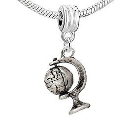 Sexy Sparkles Earth Globe Charm Bead Compatible for Most European Snake Chain Bracelets