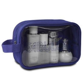 Kakulan Clear Toiletry Bag for Travel – Transparent Makeup and Skincare Organizer with Zipper and Handle, Portable Cosmetic Pouch for Women & Men, TSA Approved Travel Bag, Deep Cobalt Blue