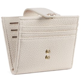 BOSTANTEN Women's Slim Wallet Small RFID Blocking Wallet PU Leather Credit Card Holder with Coin Compartment, Beige, S