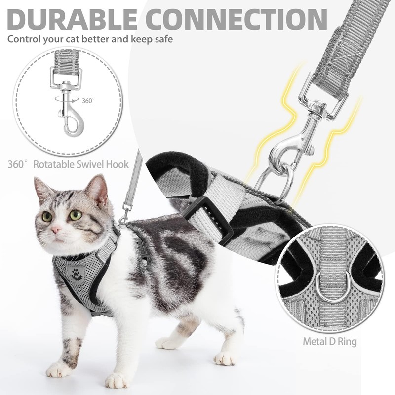 PUPTECK Cat Harness and Lead Set Escape Proof Reflective Cat