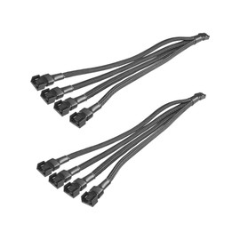 Xahpower 4 Pin PWM Fan Splitter Cable, 2 Pack Fan Splitter Cable for 4 Case Fans Computer ATX Case 4 Pin/3 Pin 26cm